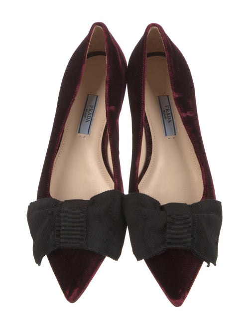 Prada Velvet Bow Accents Ballet Flats
