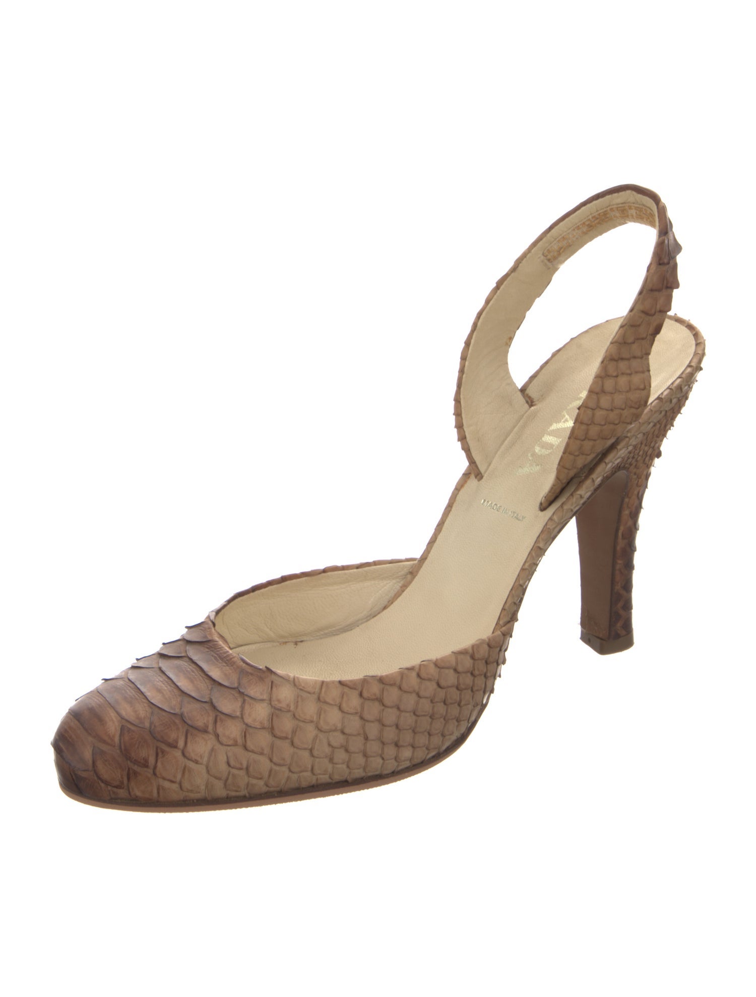 Prada Snakeskin Slingback Pumps