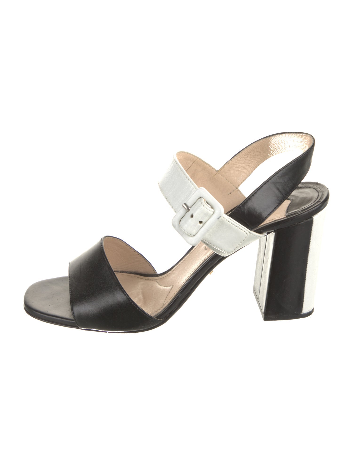 Prada Leather Colorblock Pattern Slingback Sandals