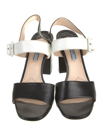 Prada Leather Colorblock Pattern Slingback Sandals