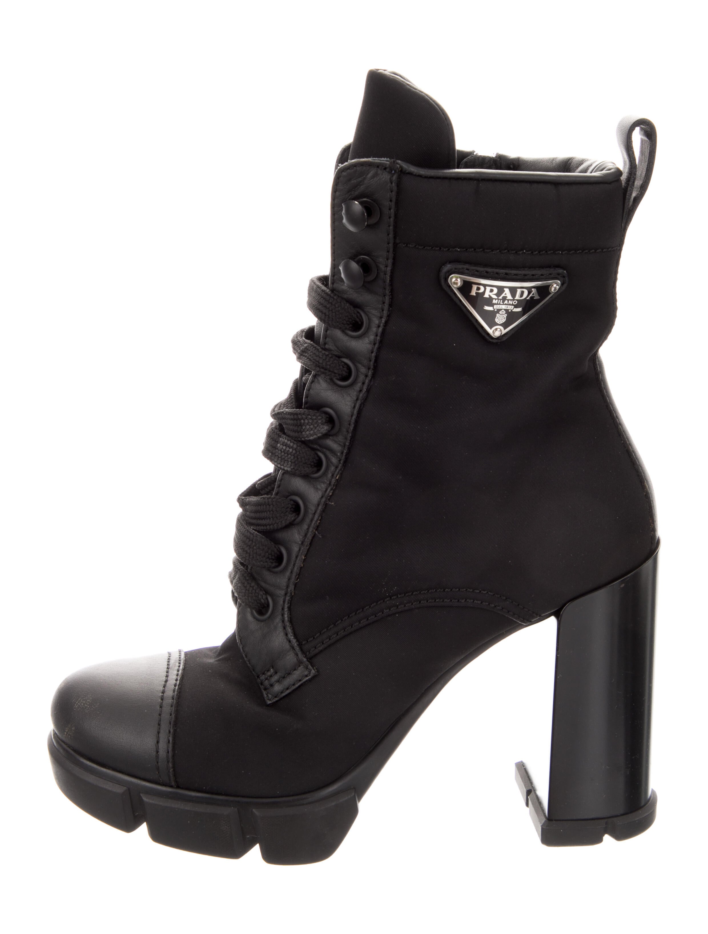 Prada Nylon Printed Lace-Up Boots