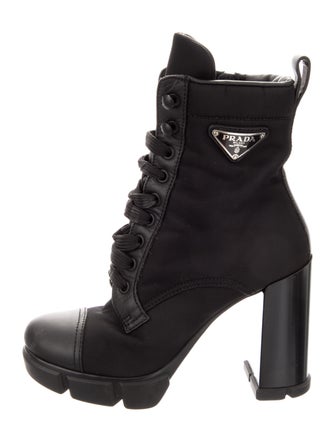 Prada Nylon Printed Lace-Up Boots