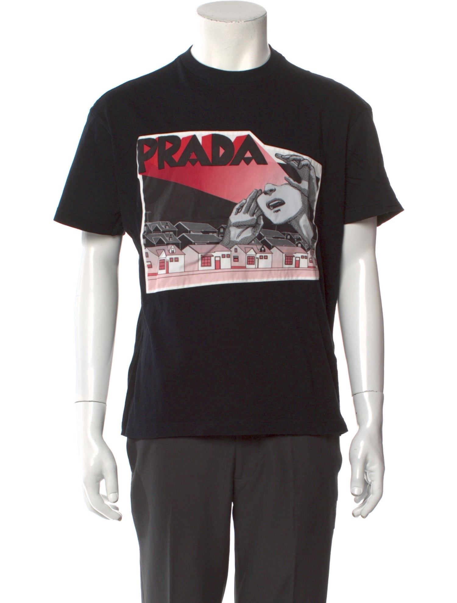 Prada 2017 Enameled Metal Triangle T-Shirt