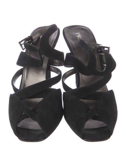 Prada Suede Cutout Accent Slingback Pumps