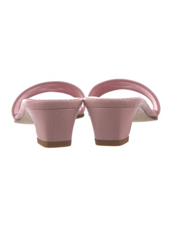 Prada Enameled Metal Triangle Leather Slides