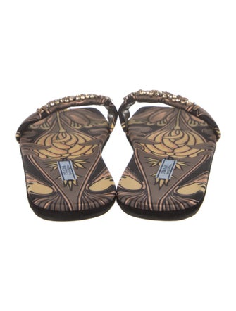 Prada Printed Crystal Embellishments Slides