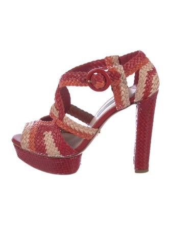Prada Leather Patterned Sandals