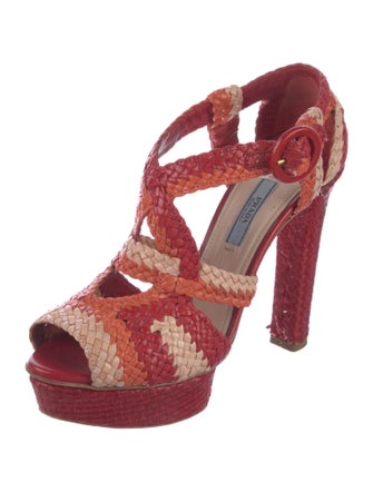 Prada Leather Patterned Sandals