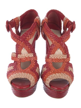 Prada Leather Patterned Sandals