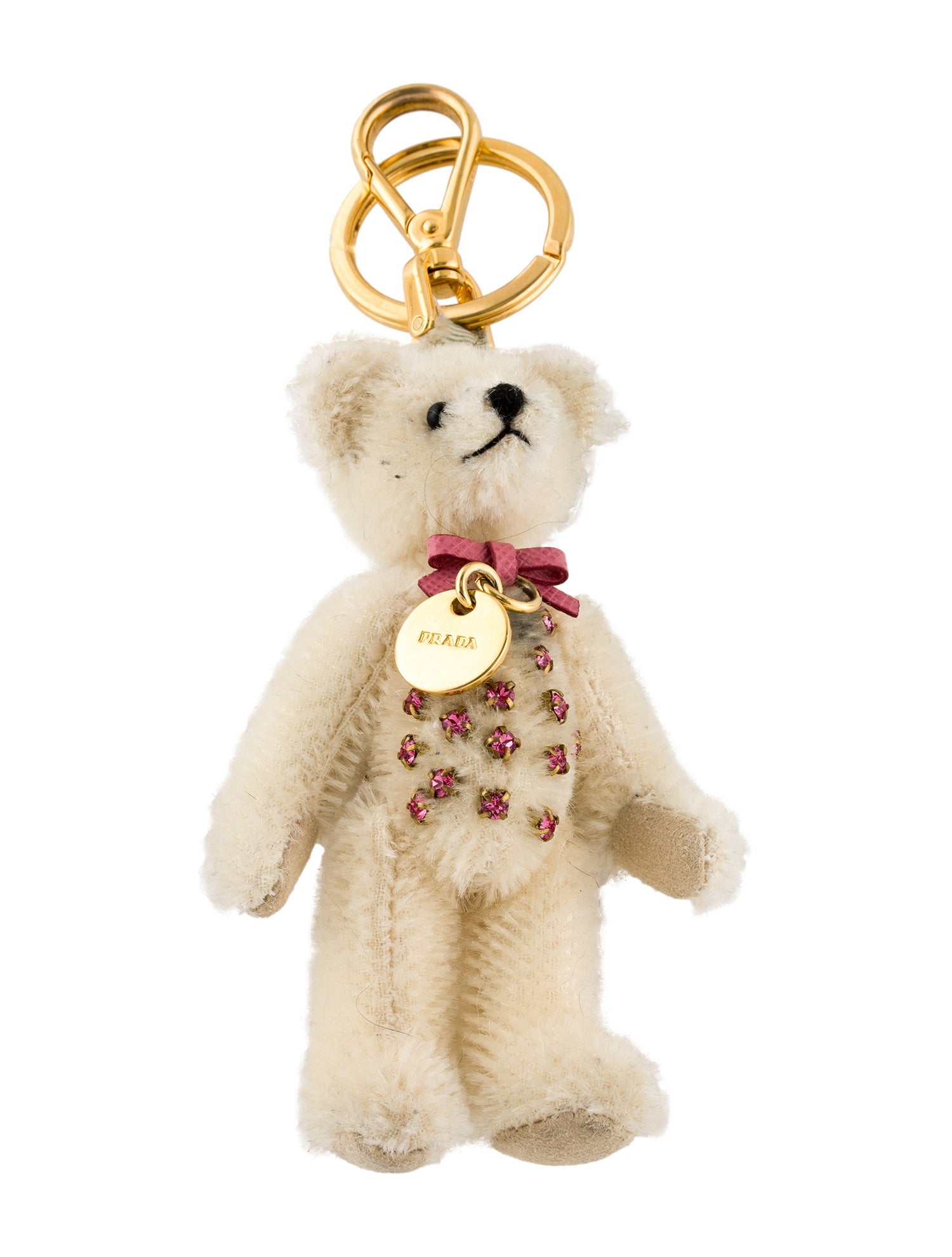 PRADA Bear Crystal Leather Charm Prada Teddy Bear Keychain Purse