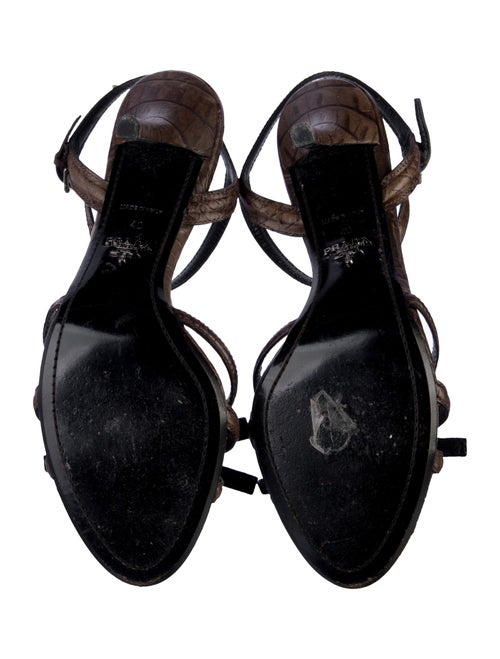 Prada Embossed Leather Slingback Sandals