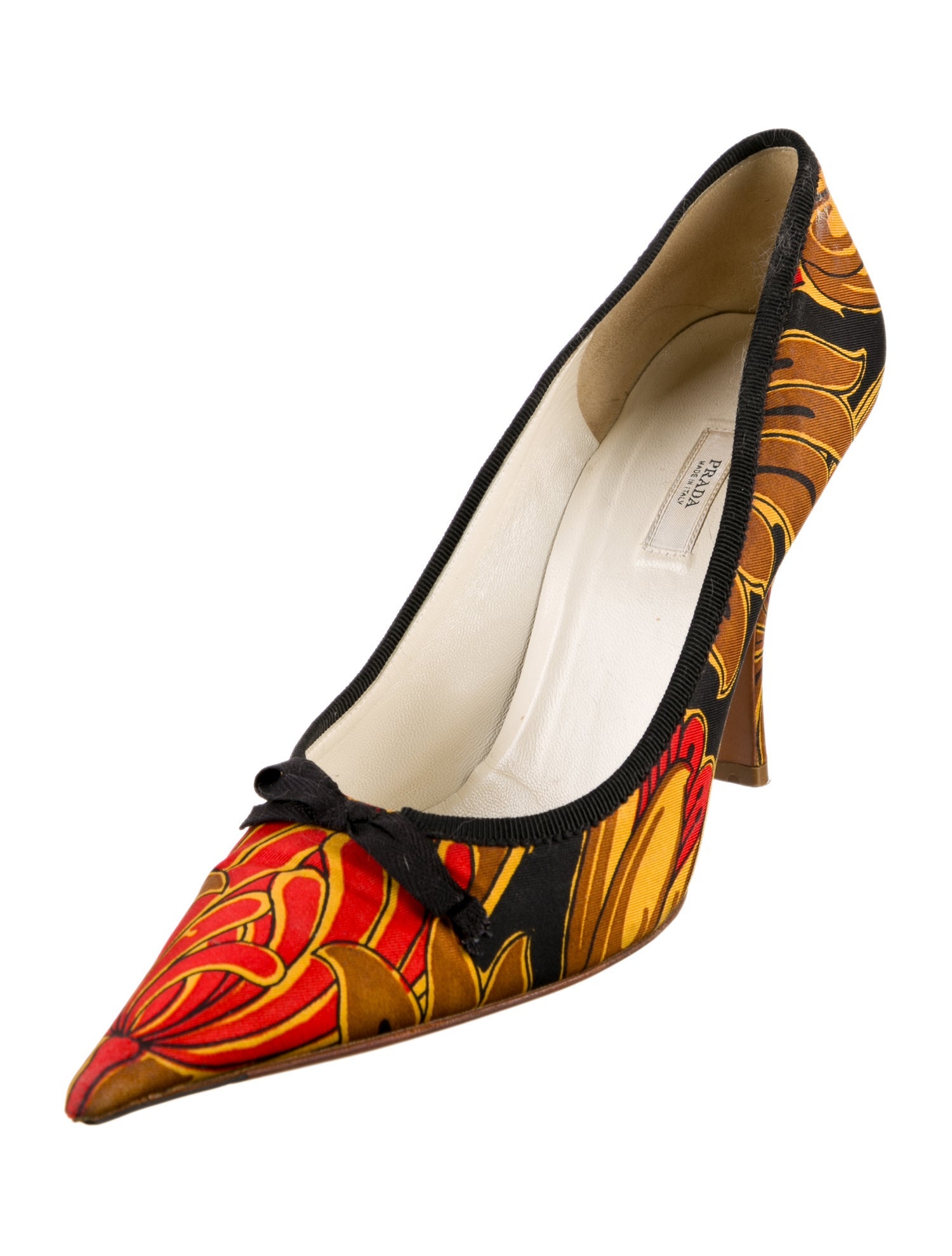Prada Printed Bow Accents Pumps