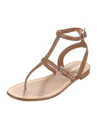 Prada Leather T-Strap Sandals