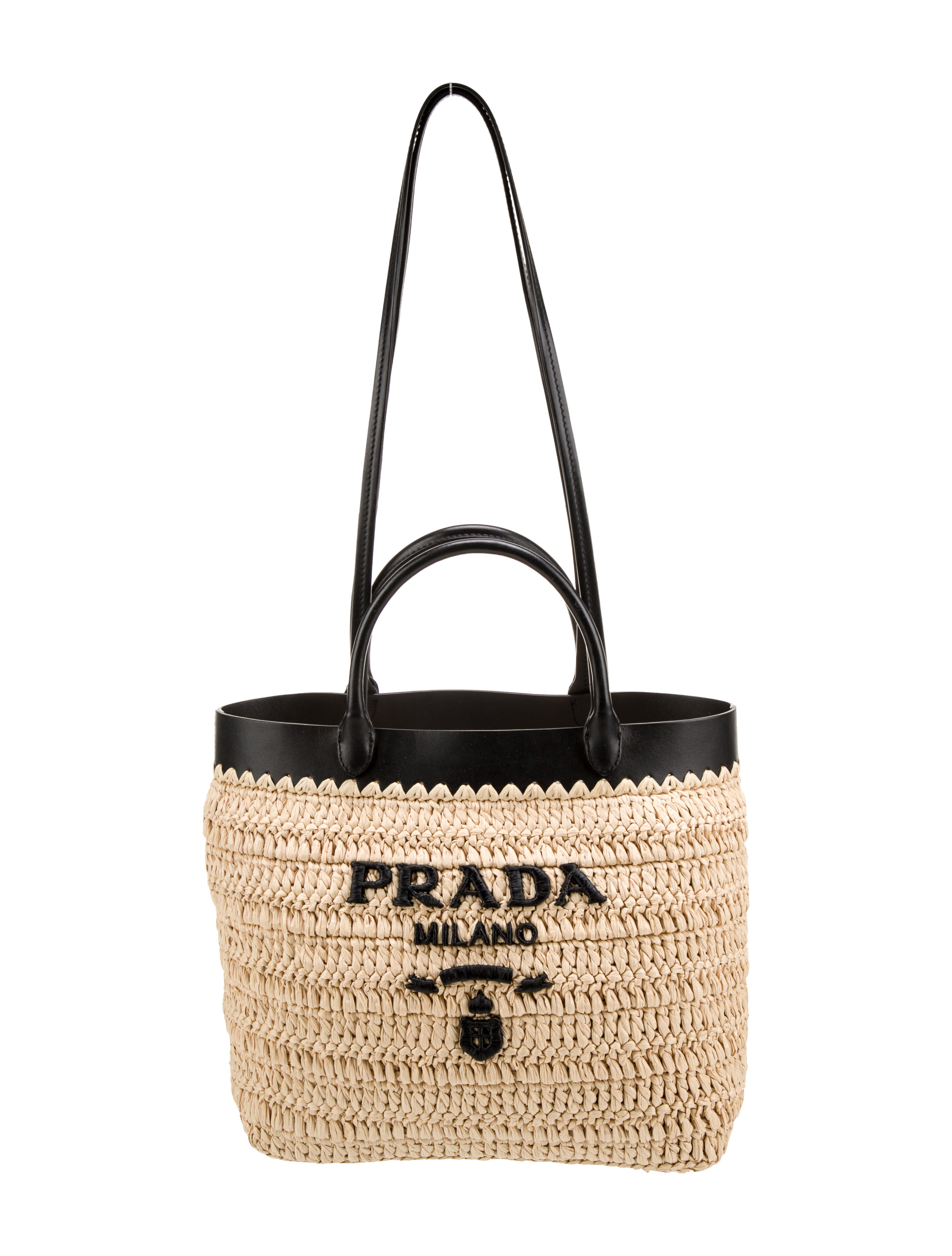 Prada Raffia Bucket Bag Small