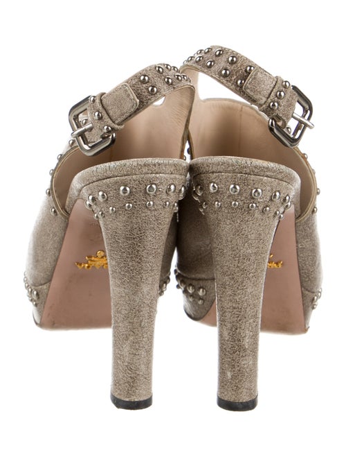 Prada Leather Studded Accents Slingback Sandals