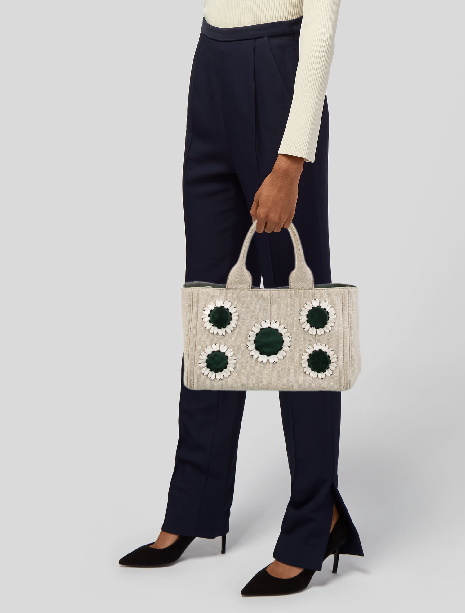 Prada Enameled Metal Triangle Mistolino