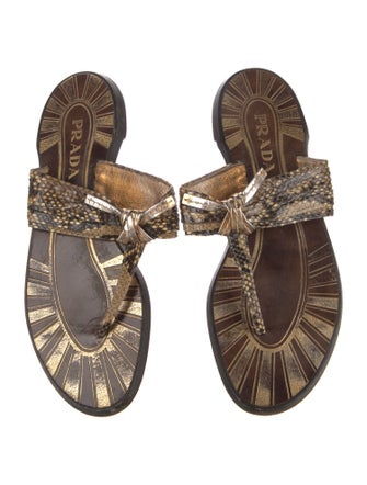 Prada Embossed Leather Animal Print Slides