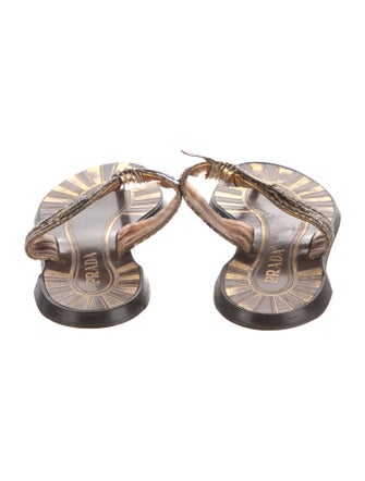 Prada Embossed Leather Animal Print Slides