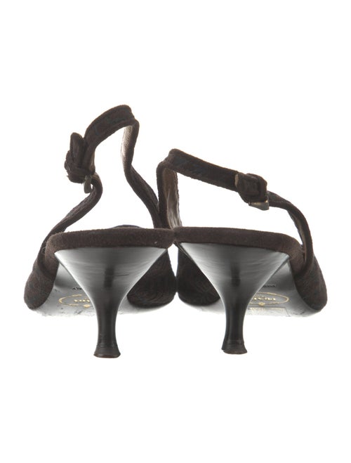 Prada Suede Embroidered Accent Slingback Pumps