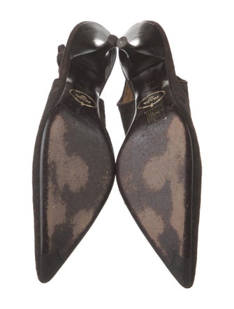 Prada Suede Embroidered Accent Slingback Pumps