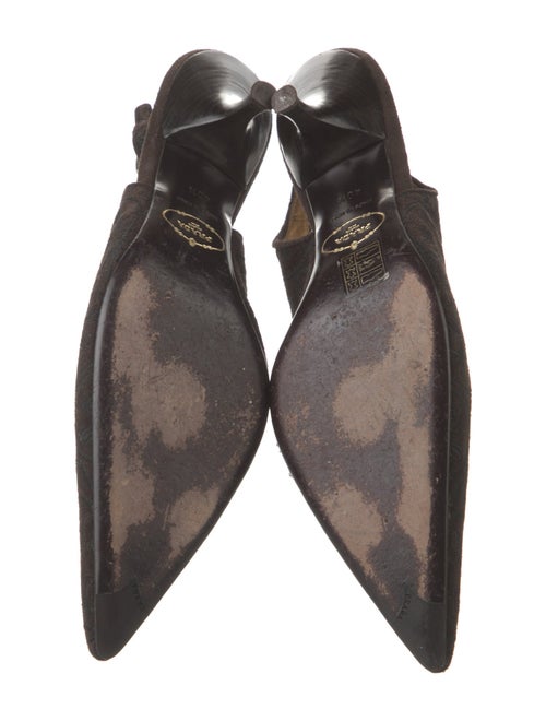 Prada Suede Embroidered Accent Slingback Pumps