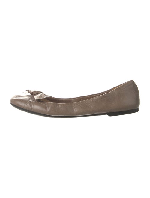 Prada Leather Bow Accents Ballet Flats