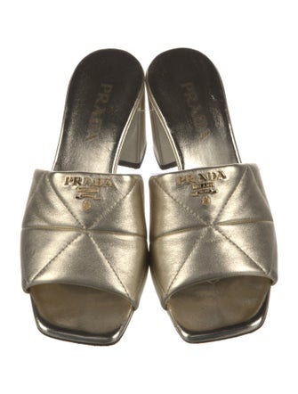 Prada Quilted Pattern Leather Slides