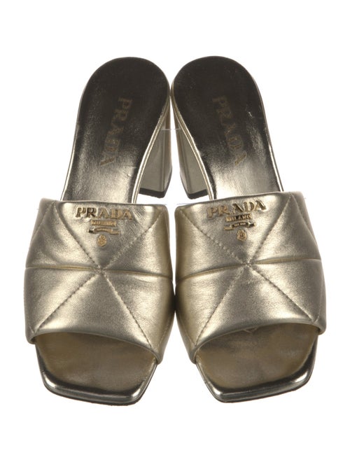 Prada Quilted Pattern Leather Slides