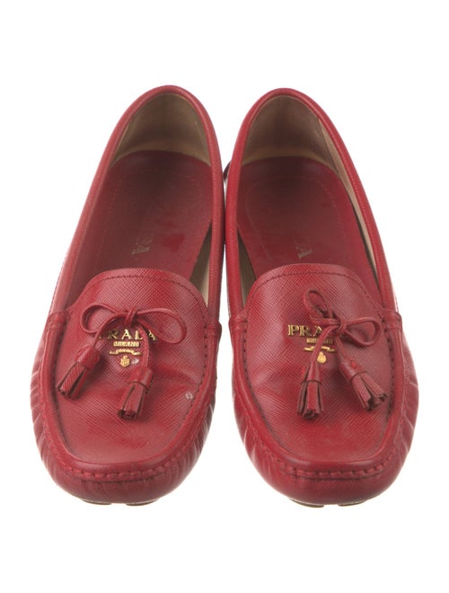 Prada Leather Tassel Accents Loafers