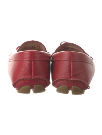 Prada Leather Tassel Accents Loafers