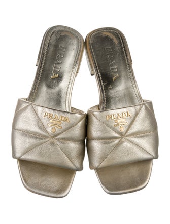Prada Quilted Pattern Leather Slides