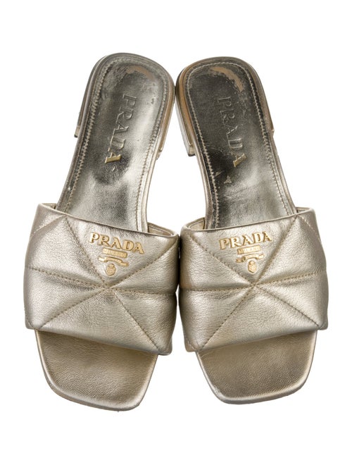 Prada Quilted Pattern Leather Slides