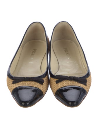 Prada Straw Colorblock Pattern Ballet Flats