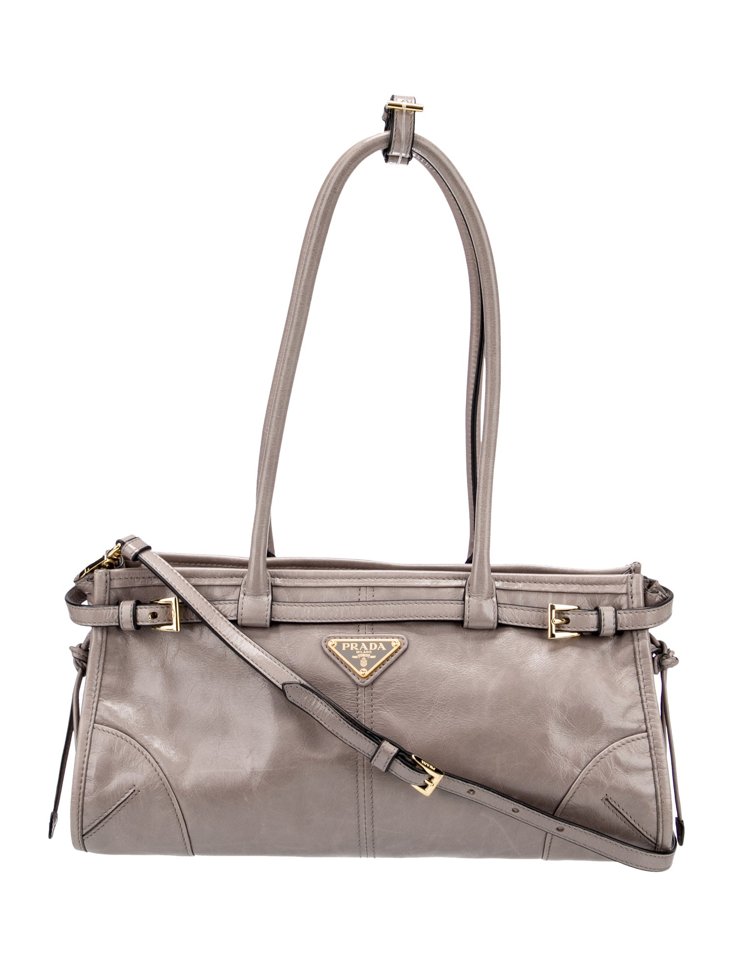 Prada Enameled Metal Triangle Bonnie Medium
