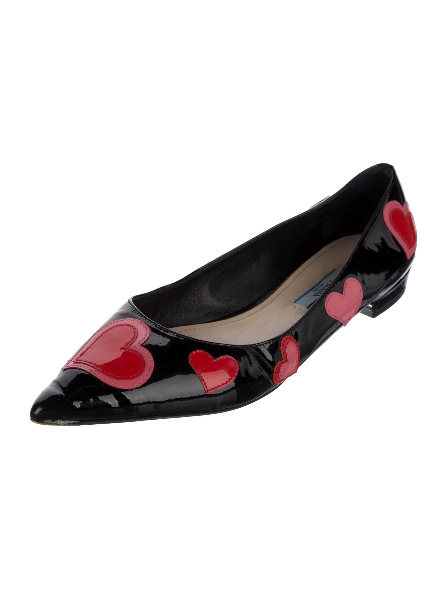 Prada Patent Leather Colorblock Pattern Flats