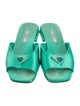 Prada Enameled Metal Triangle Satin Slides