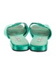 Prada Enameled Metal Triangle Satin Slides