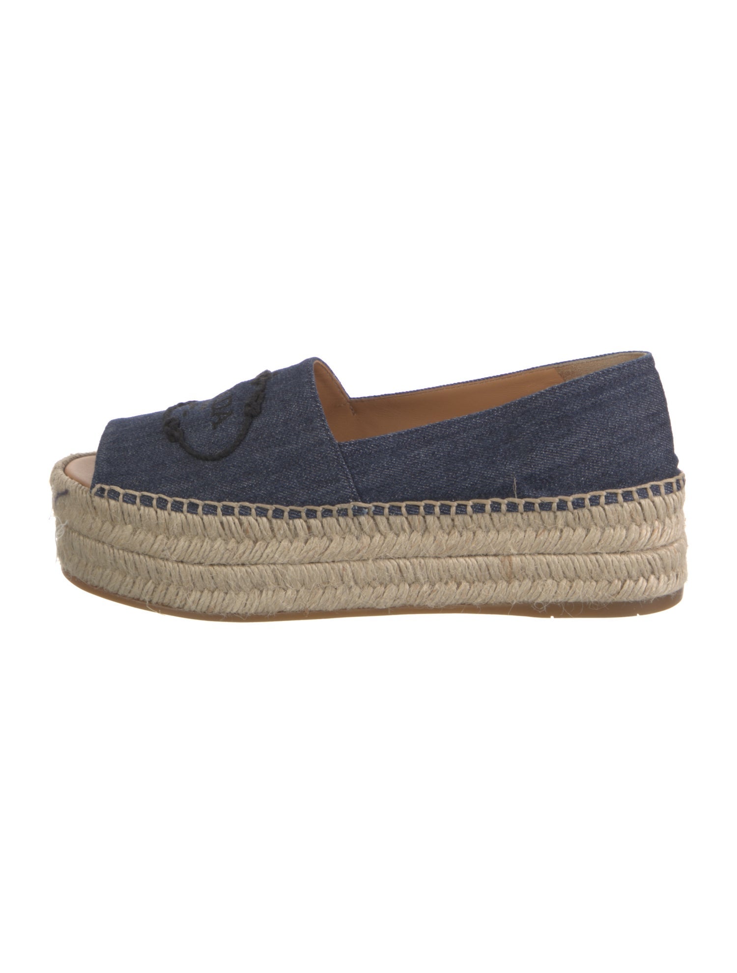 Prada Denim Whipstitch Trim Espadrilles