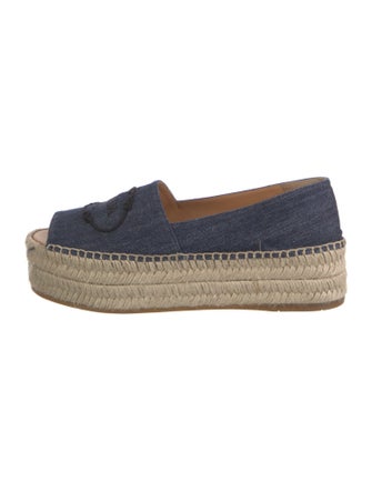 Prada Denim Whipstitch Trim Espadrilles