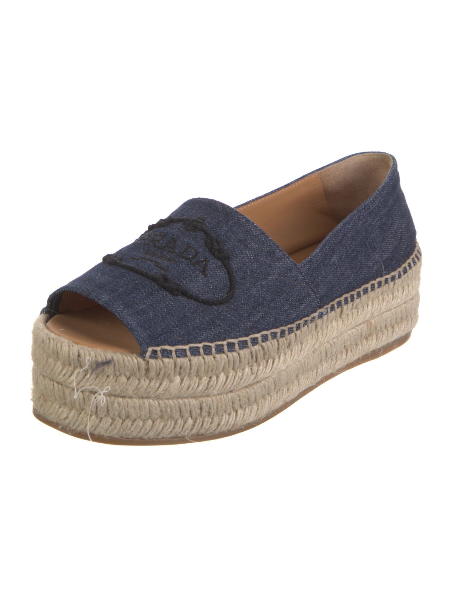 Prada Denim Whipstitch Trim Espadrilles