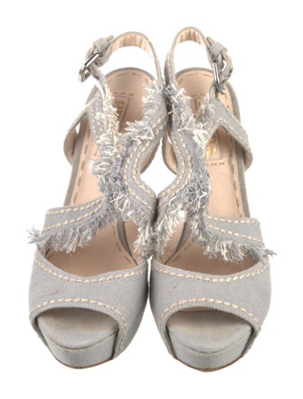 Prada Canvas T-Strap Sandals