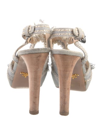 Prada Canvas T-Strap Sandals
