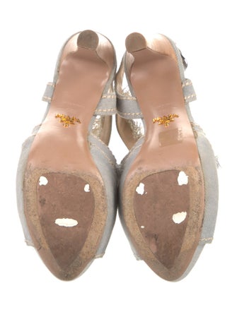Prada Canvas T-Strap Sandals