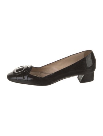 Prada Patent Leather Leather Trim Embellishment Ballet Flats
