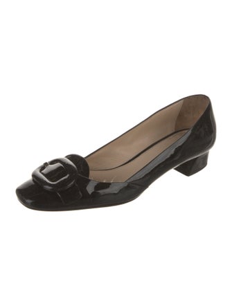 Prada Patent Leather Leather Trim Embellishment Ballet Flats