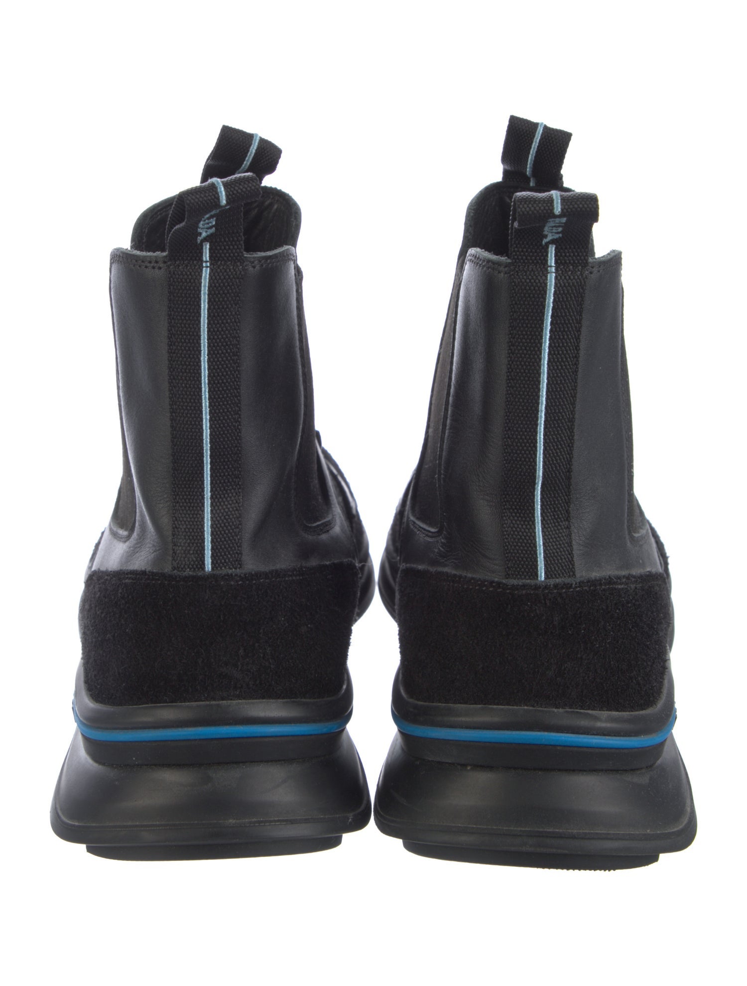 Prada Leather Mesh Accents Chelsea Boots