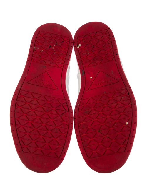 Prada Enameled Metal Triangle Leather Sneakers