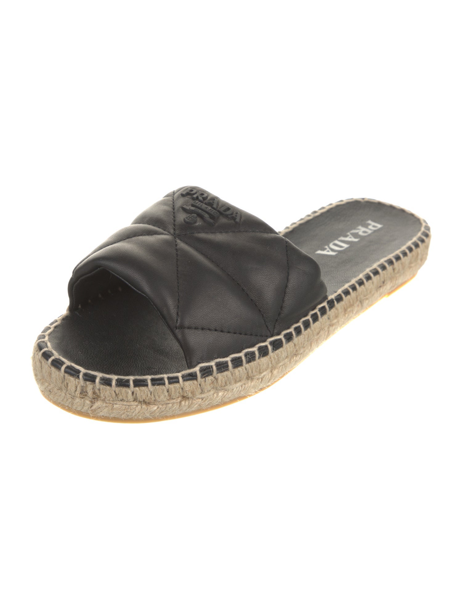 Prada Leather Whipstitch Trim Espadrilles