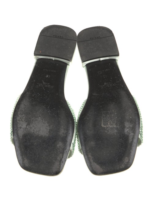 Prada Enameled Metal Triangle Satin Slides