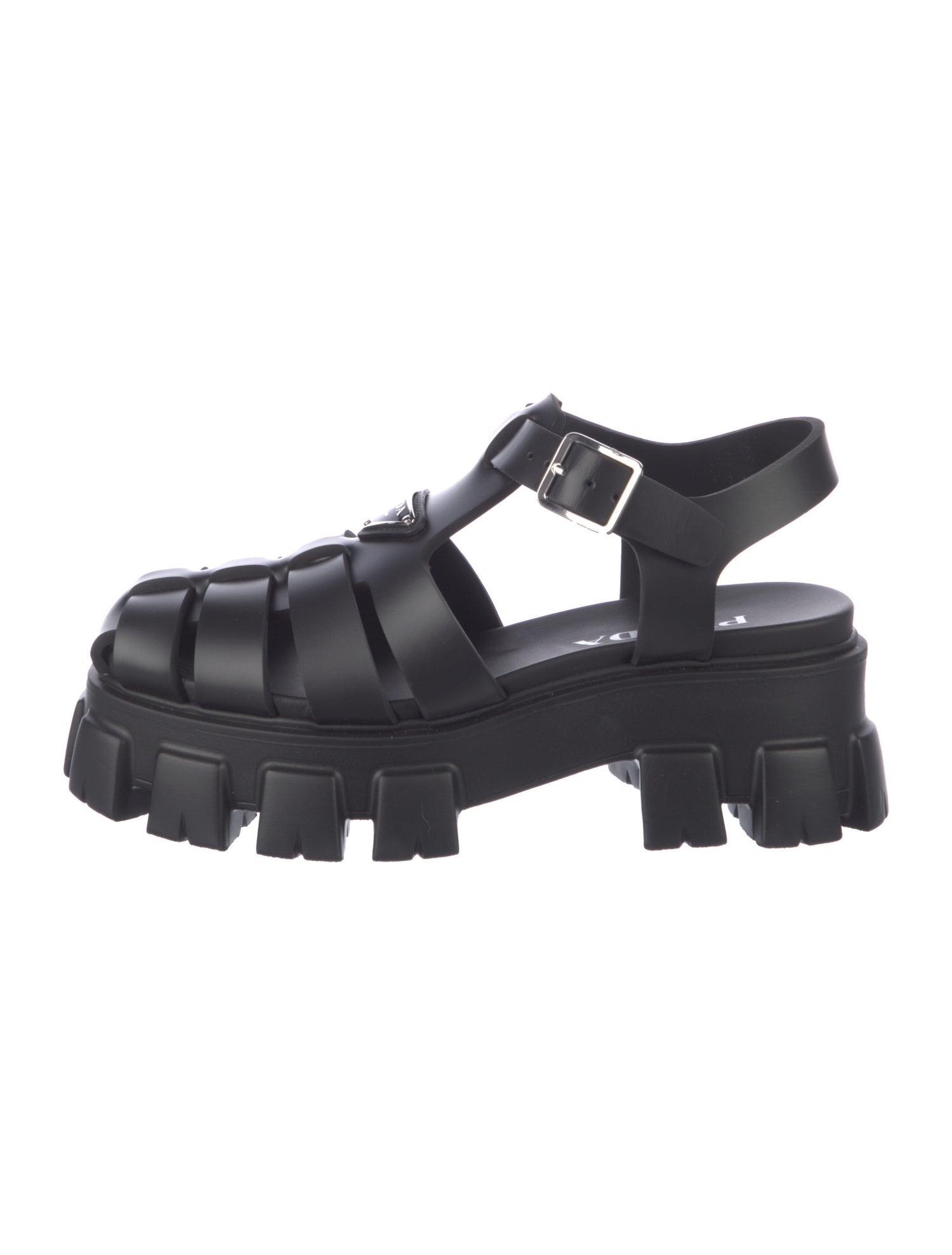 Prada Leather Cutout Accent Gladiator Sandals